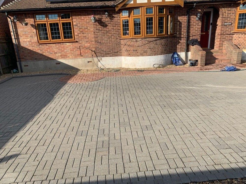 Block paving driveway, cleaned