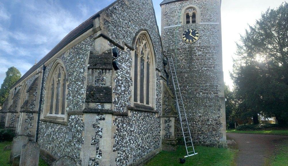 Gutter clean at a flint church