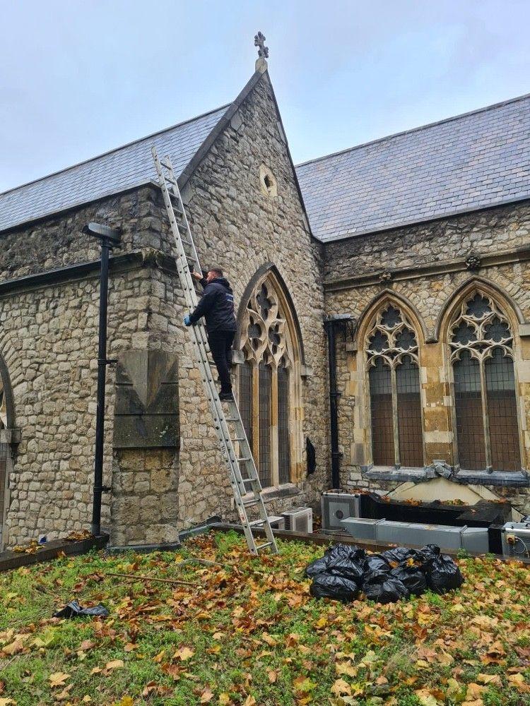 Gutter clean at a church