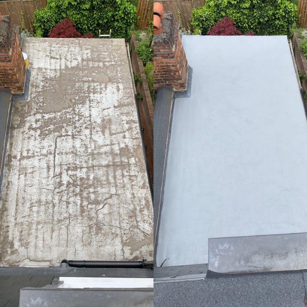 Flat roof, before and after re-covering
