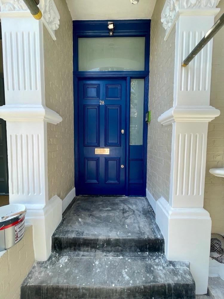 Front door and columns, prepped