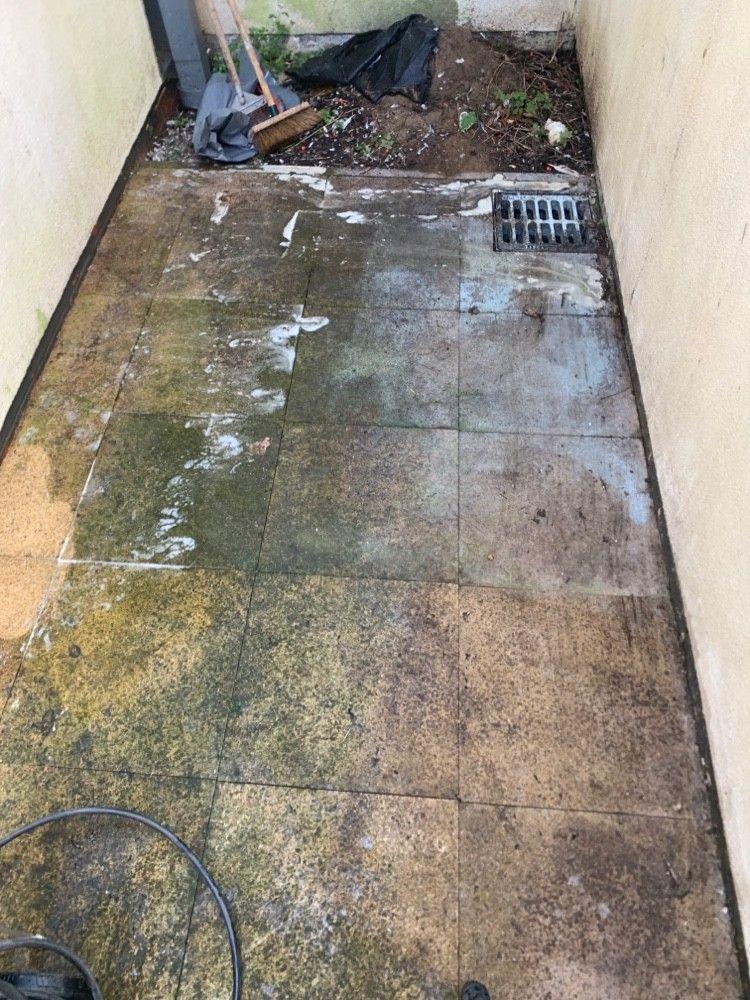 Patio before cleaning